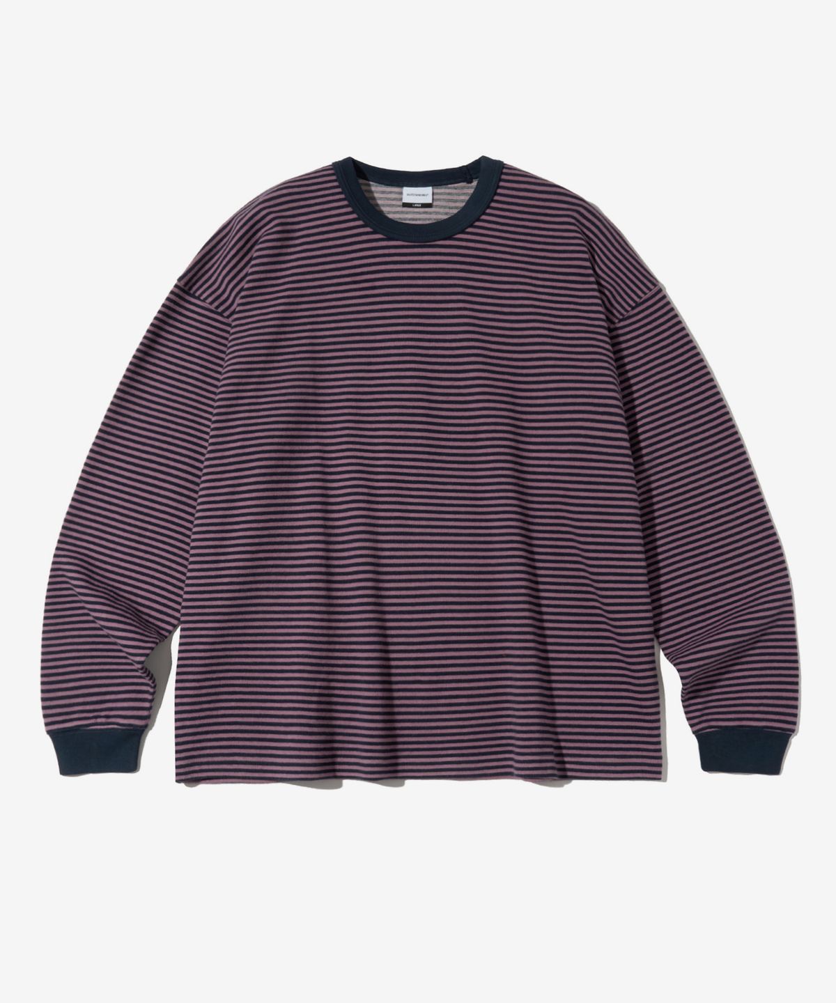 아웃스탠딩(OUTSTANDING) STRIPE CREW NECK LONG SLEEVE_PURPLE/NAVY