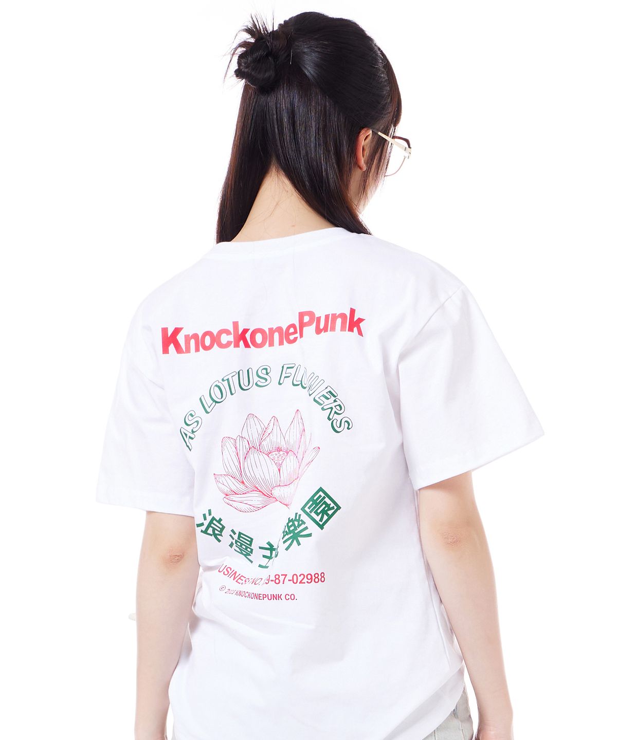낙원펑크(KNOCKONEPUNK) 연꽃 로고 티셔츠 [화이트]