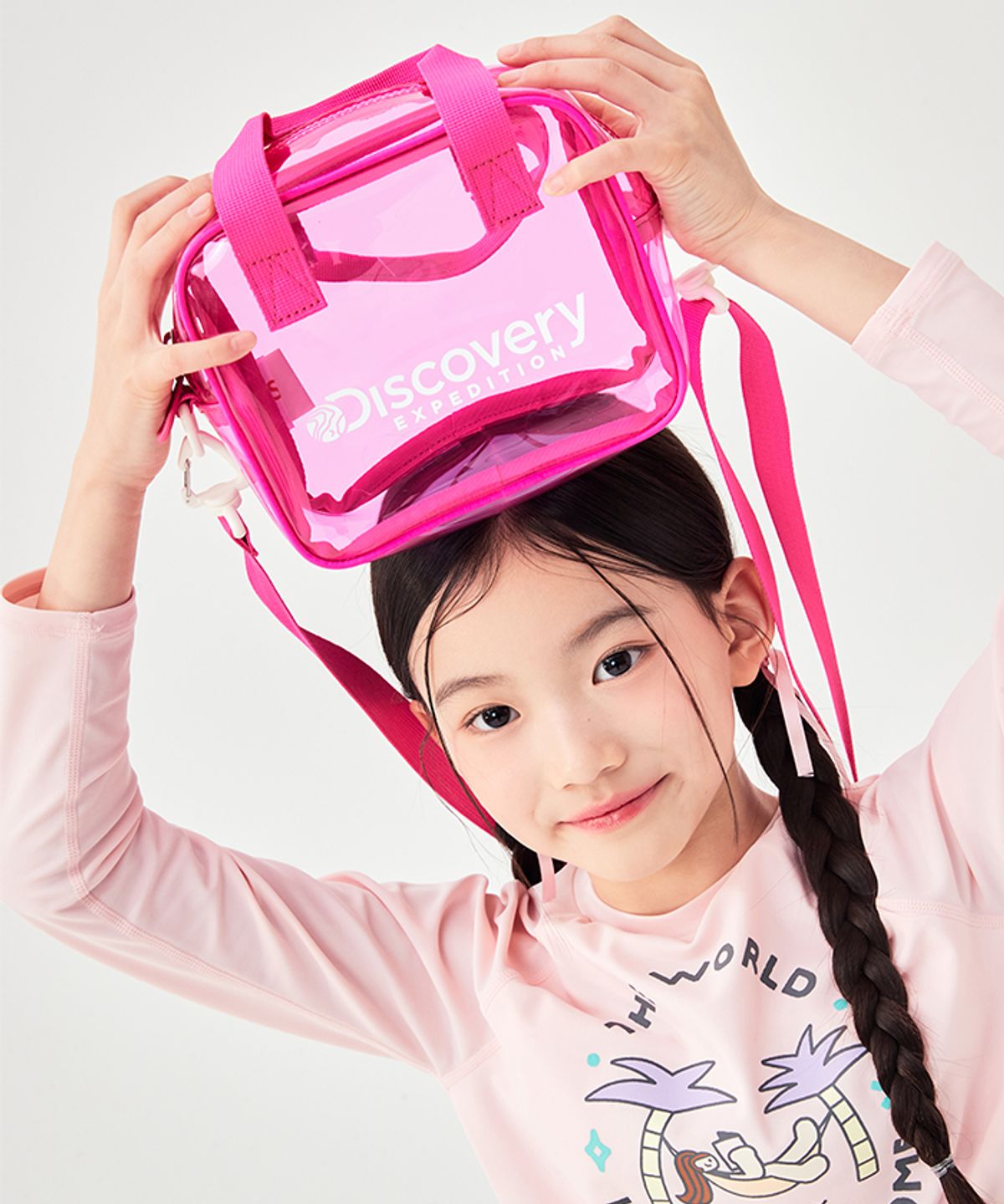 디스커버리 키즈(DISCOVERY KIDS) 클리어 토트 크로스 투웨이백 (PINK)