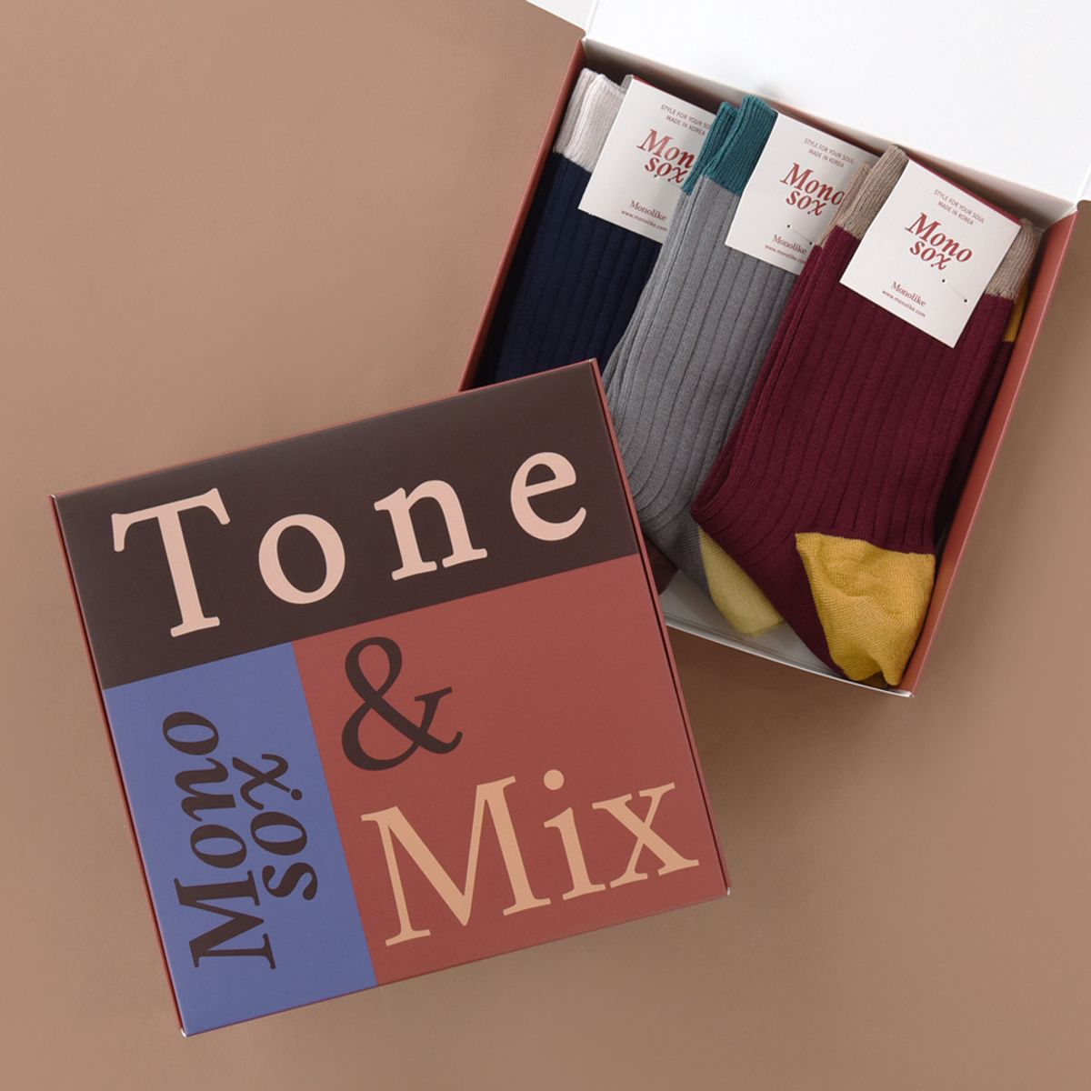 모노라이크(MONOLIKE) 모노삭스 3pcs 기프트 세트 - 톤앤믹스 B