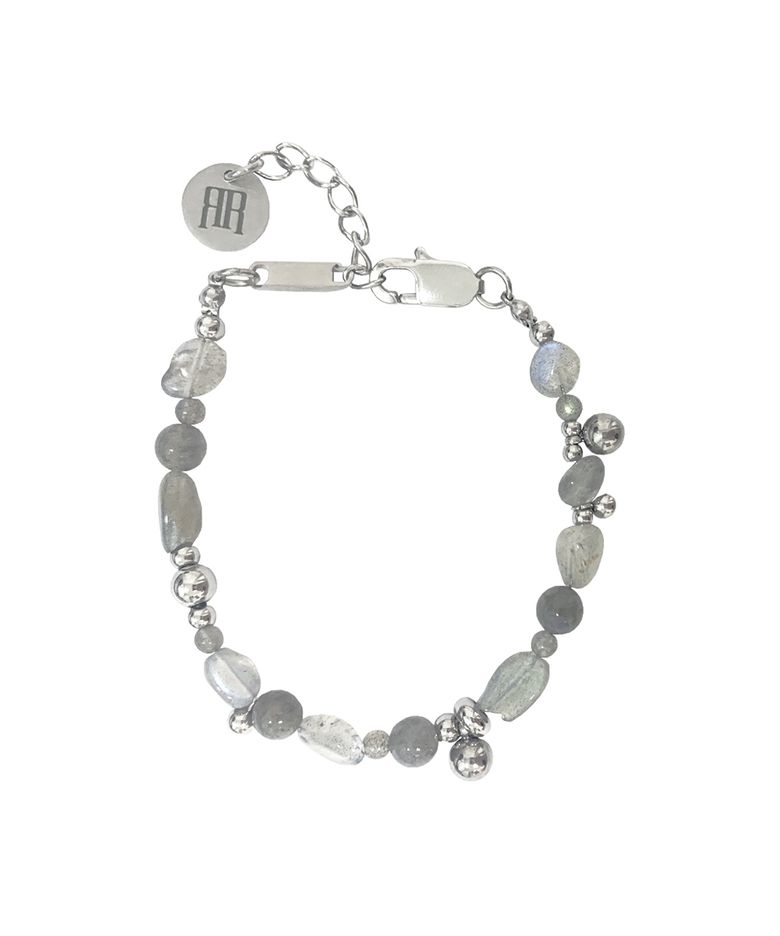 LINBER CHARM GEMSTONE BRACELET / PALE GREY