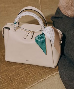 펌킨 탑지퍼 스몰 토트백 - 베이지