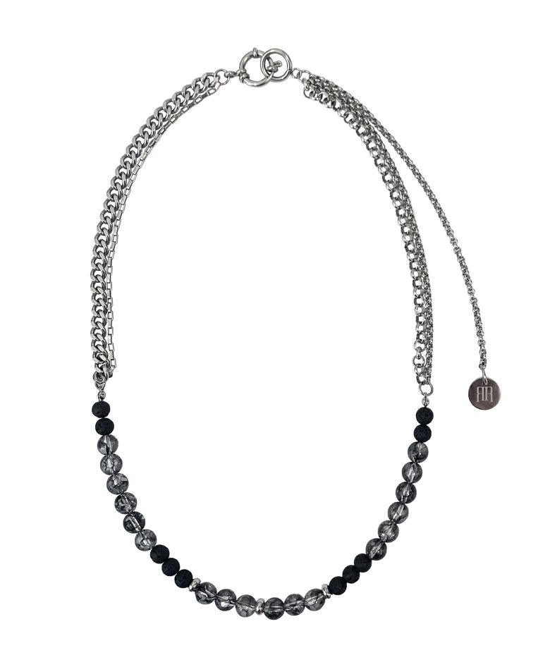 DEVON VOLCANIC STONE CHAIN NECKLACE / MIDNIGHT BLACK