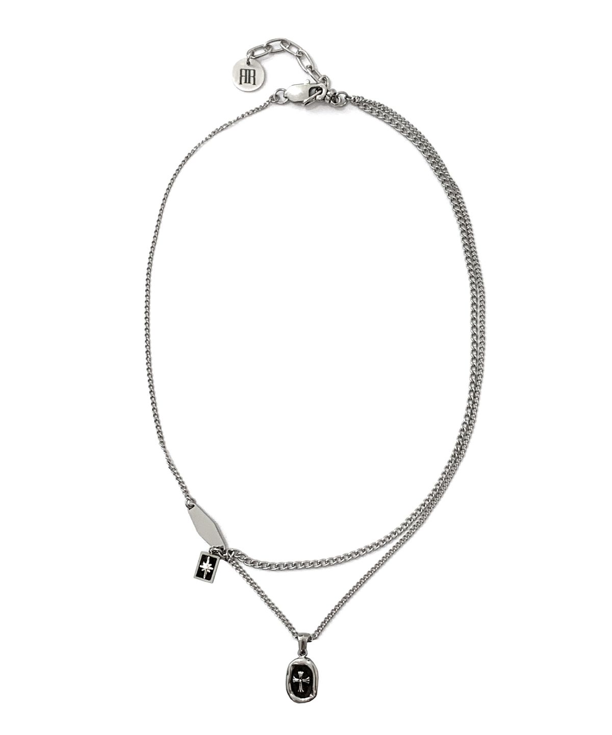 라드픽션(RAD FICTION) MILATI DOUBLE PENDANT CHAIN NECKLACE / BLACK&SILVER