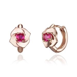 14K GF 심플 루비 플라워 원터치 귀걸이  ELGPEE523