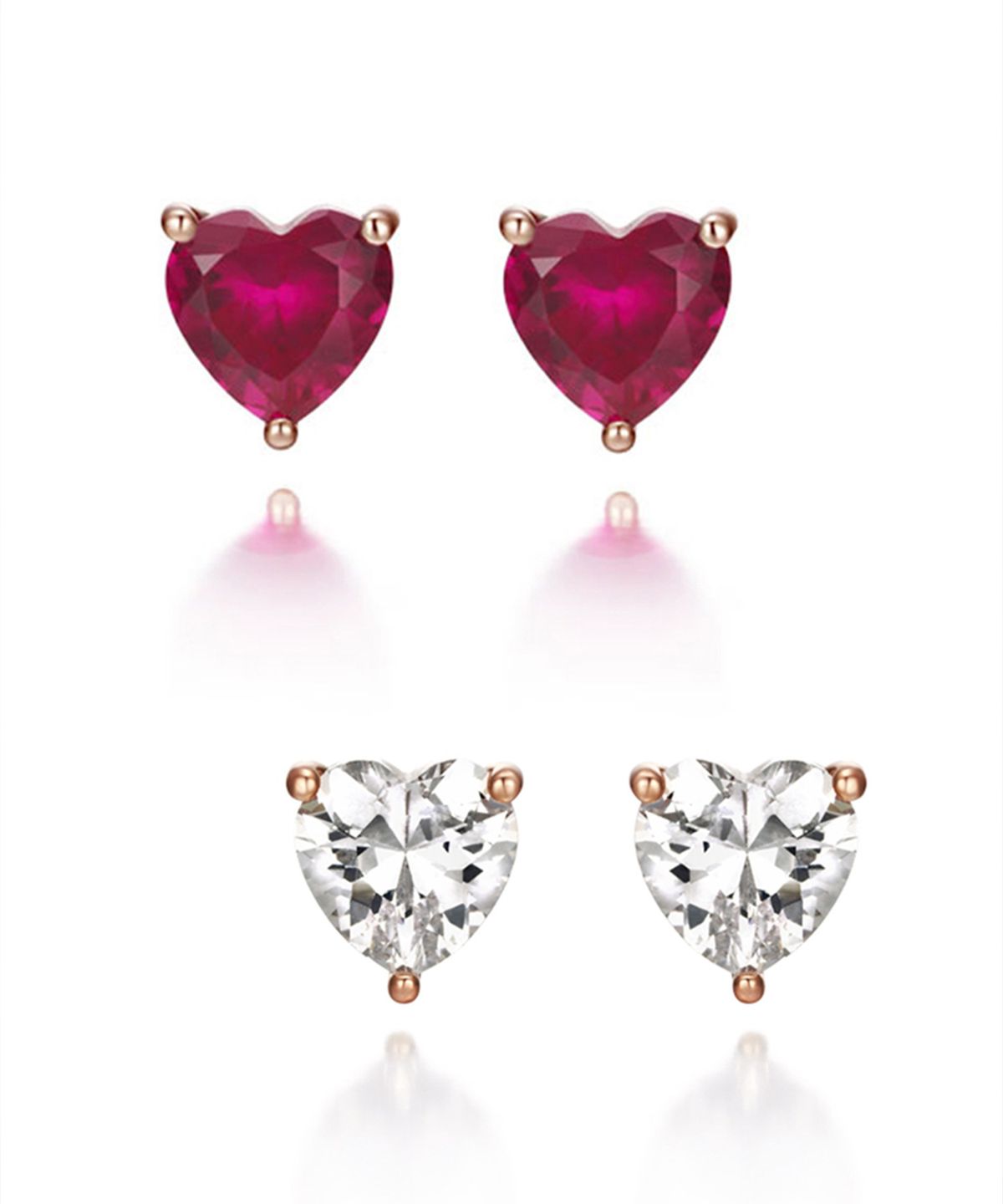 엘르주얼리(ELLEJEWELRY) 14K GF 루비 큐빅 하트 귀걸이 ELGPEE471