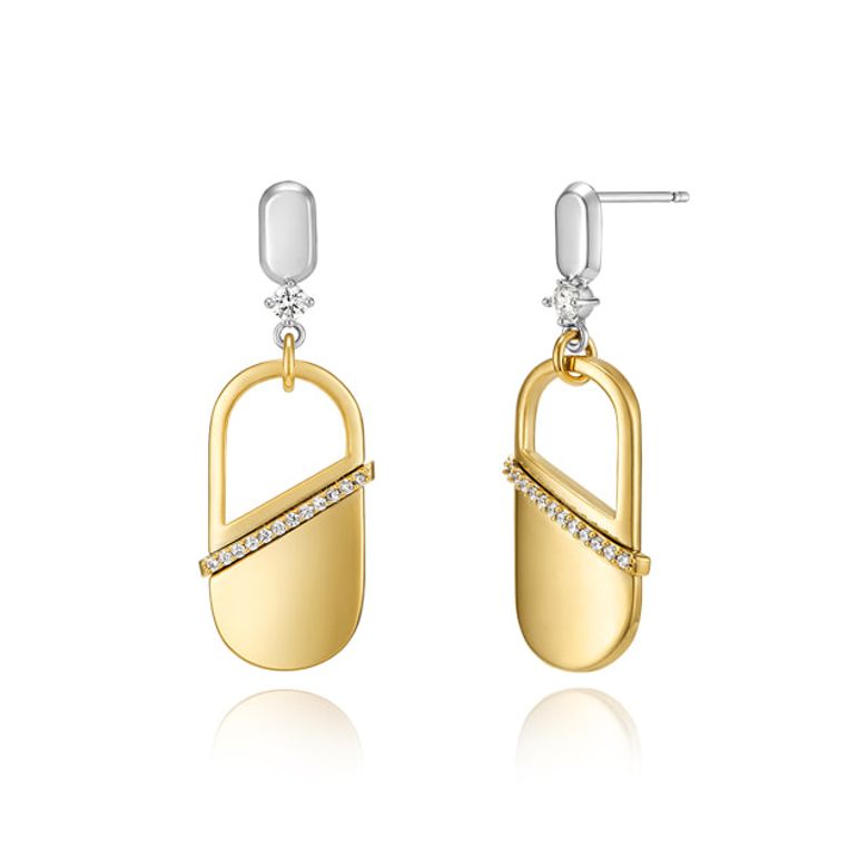 Urban 14K Goldpin 콤비 라운드 드롭 귀걸이 ELGPEE398