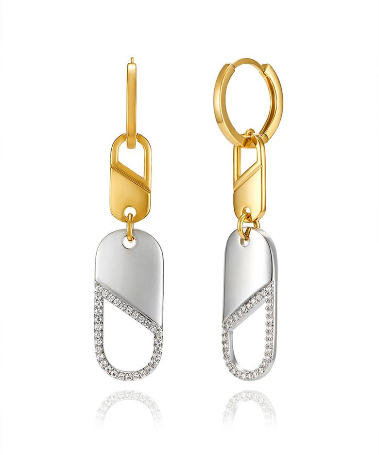 Urban 14K Goldpin 콤비 드롭 원터치 귀걸이 ELGPEE391