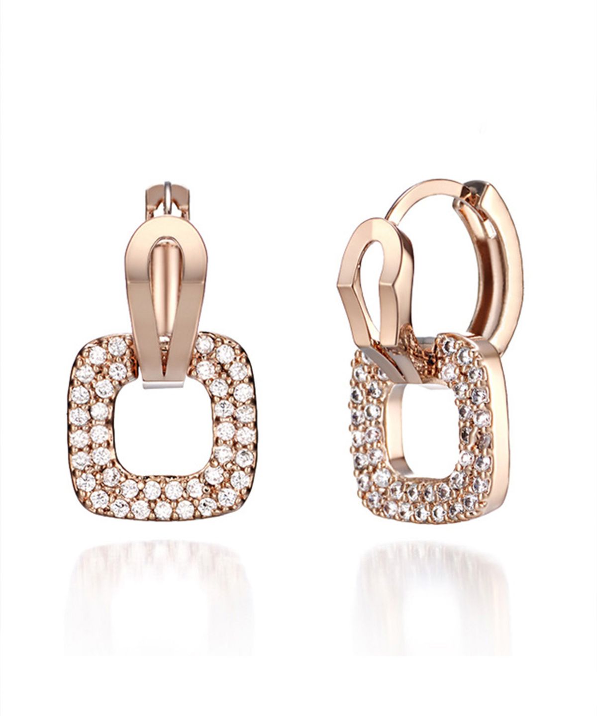 엘르주얼리(ELLEJEWELRY) 14K GF 스퀘어 큐빅 원터치 귀걸이 ELGPEE196