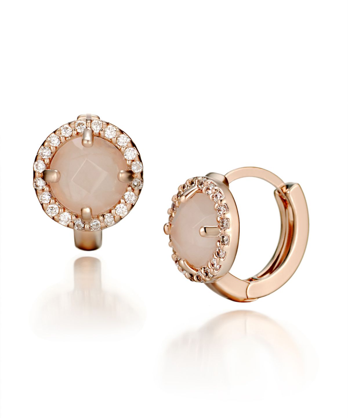 엘르주얼리(ELLEJEWELRY) 14K GF 로즈쿼츠 원터치 귀걸이 ELGPEE128