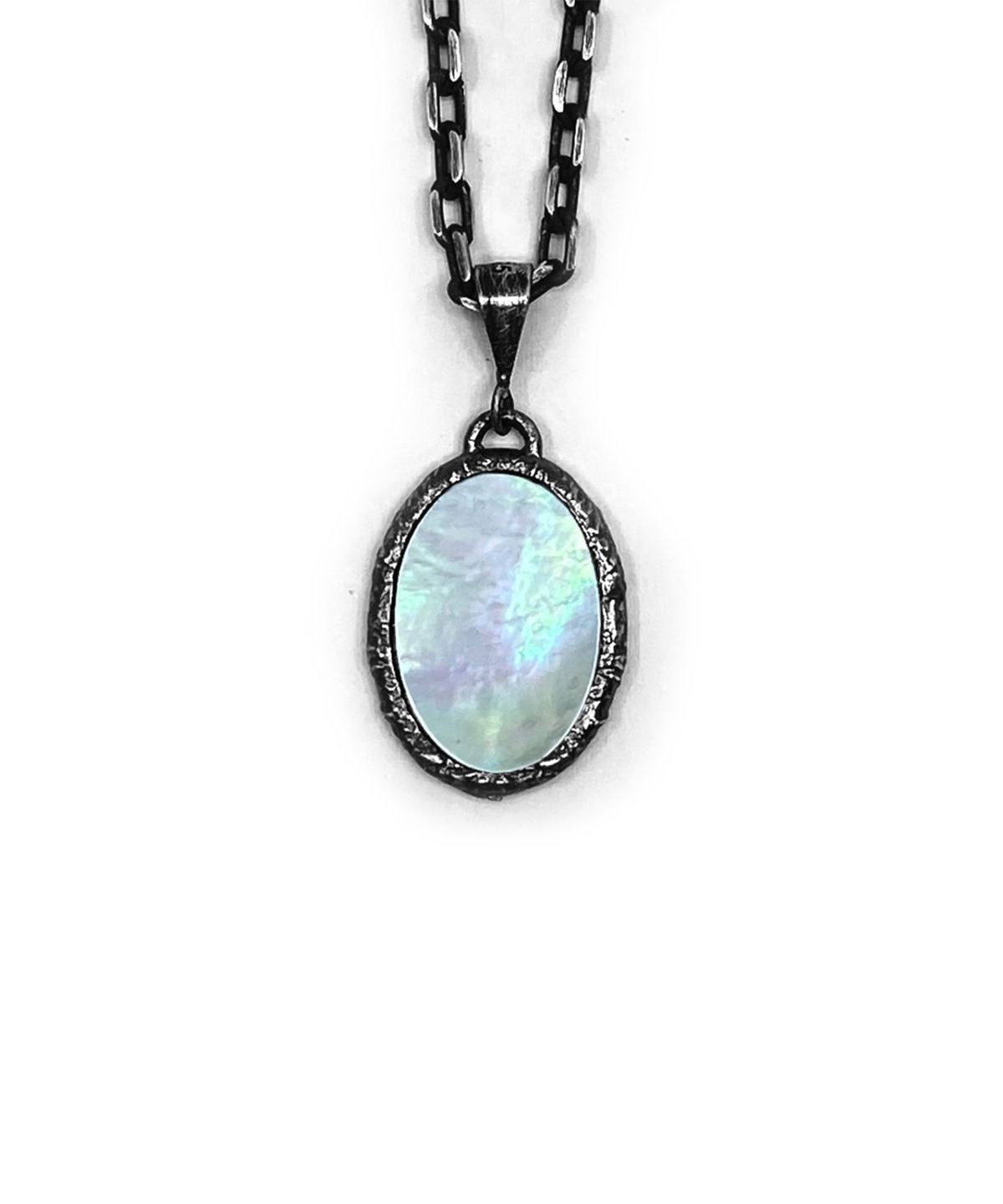 외사랑(OESALANG) 925silver 백자개 목걸이 Textured