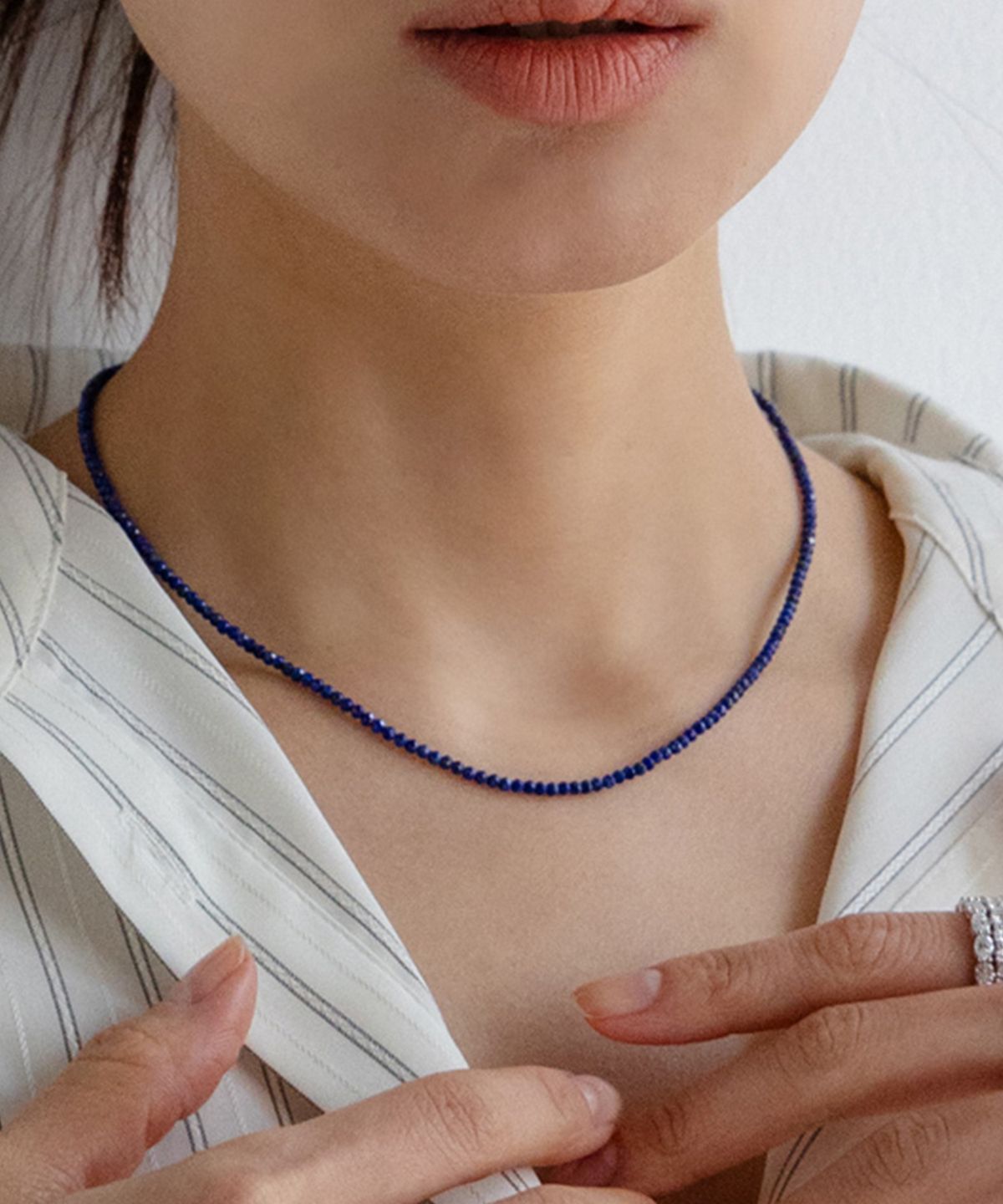 해로(HAERO) 14k 천연 라피스라줄리 원석 비드 파랑 초커