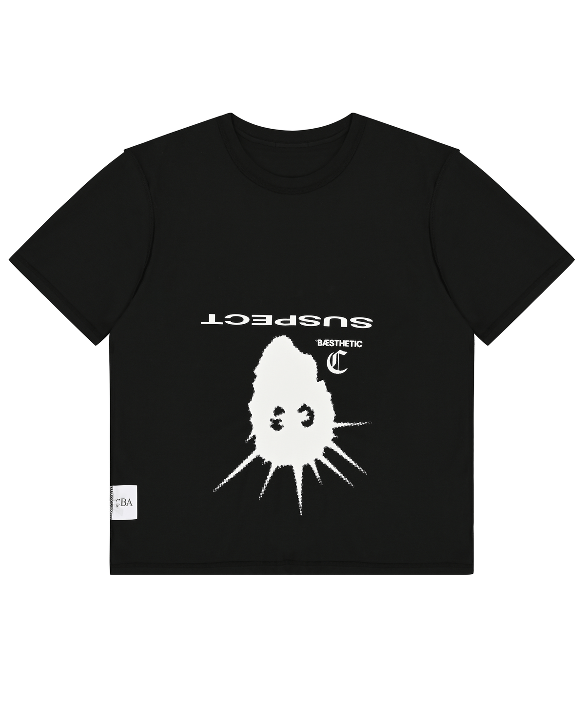 샴페인 블랭크 에스테틱(CHAMPAGNE BLANK AESTHETIC) SUSPECT 1/2 T-SHIRTS BLACK