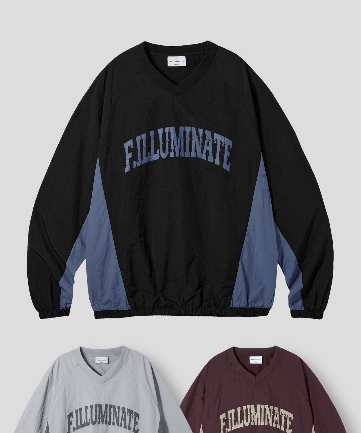 필루미네이트(FILLUMINATE) 나일론 크랙 아치 로고 스웨트 셔츠-3Color