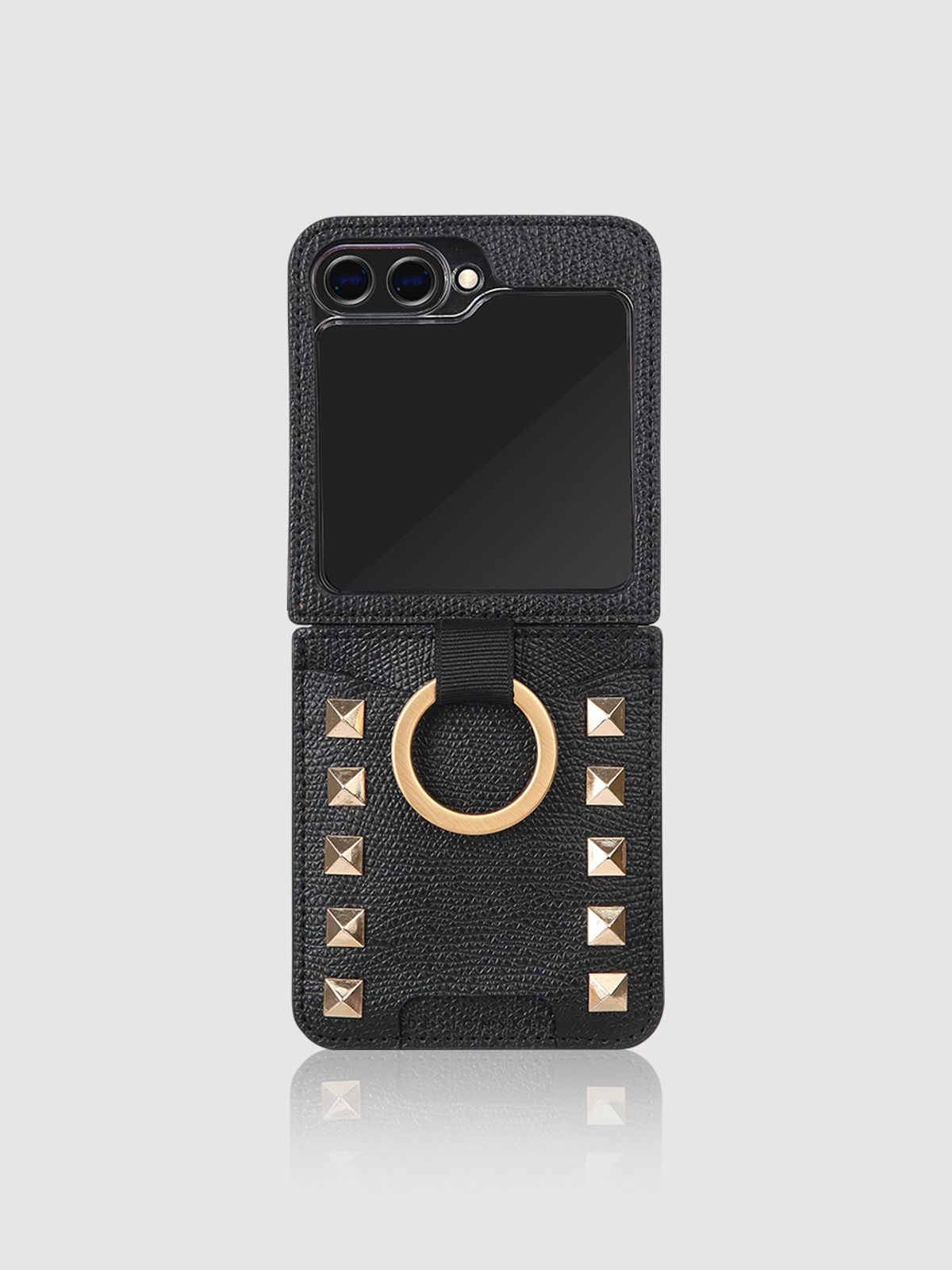 디자인스킨(DESIGNSKIN) 갤럭시Z플립6 링 그립 포켓 케이스 ver.2 - 스터드 블랙