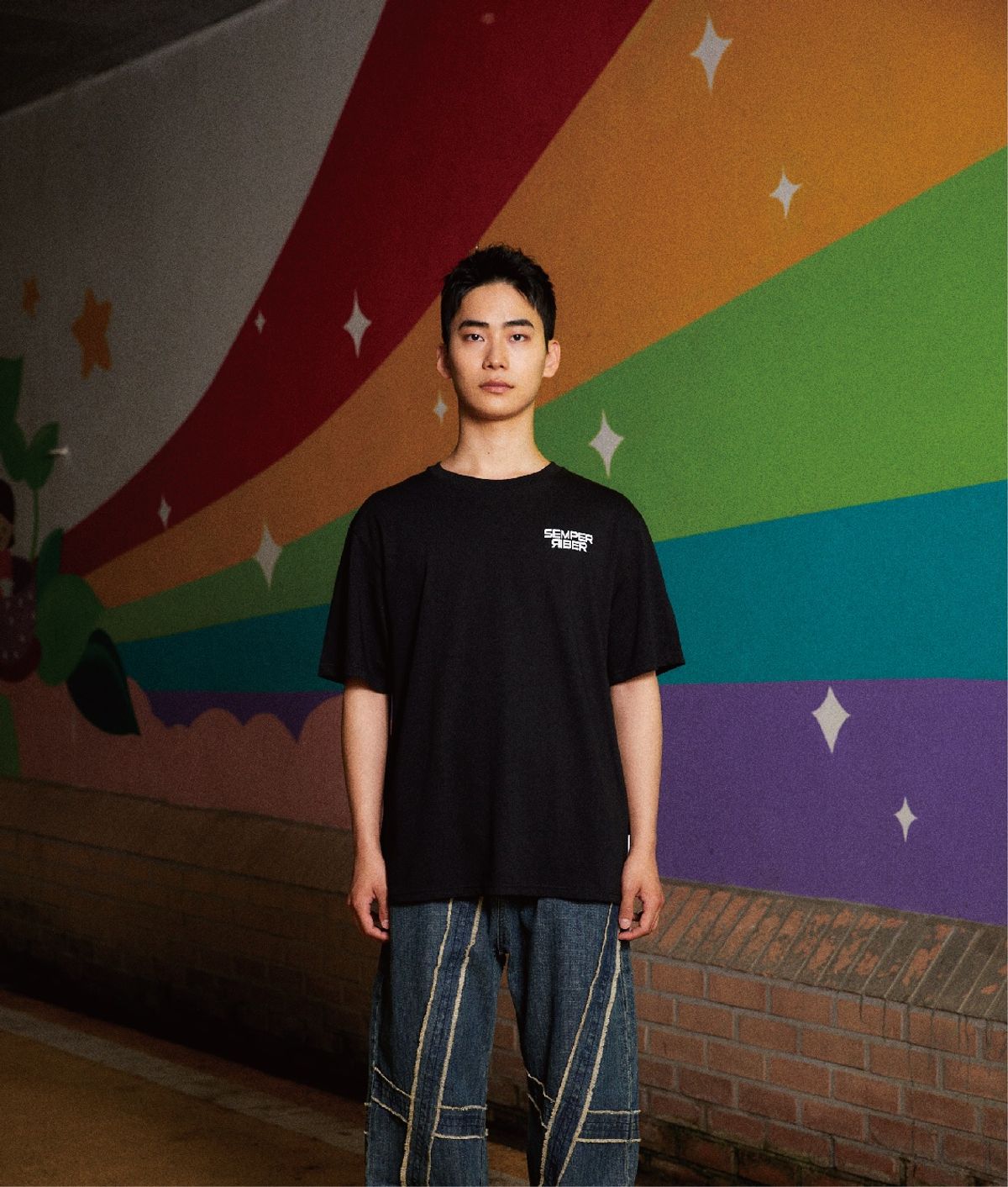 셈퍼리버(SEMPERRIBER) Basic Logo T-shirts Black