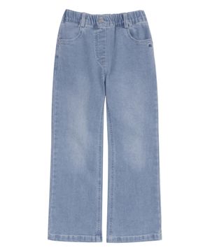 스카이 블루 워싱 부츠컷 데님팬츠