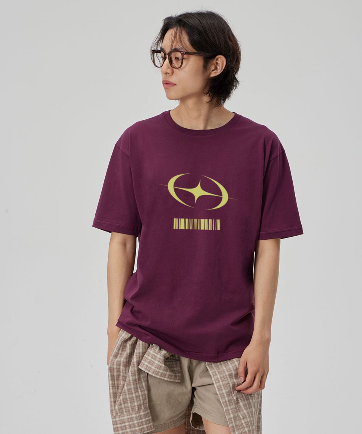 메이킷투(MAKEITTO) [FLASH BARCODE] CREW NECK TEE_WINE