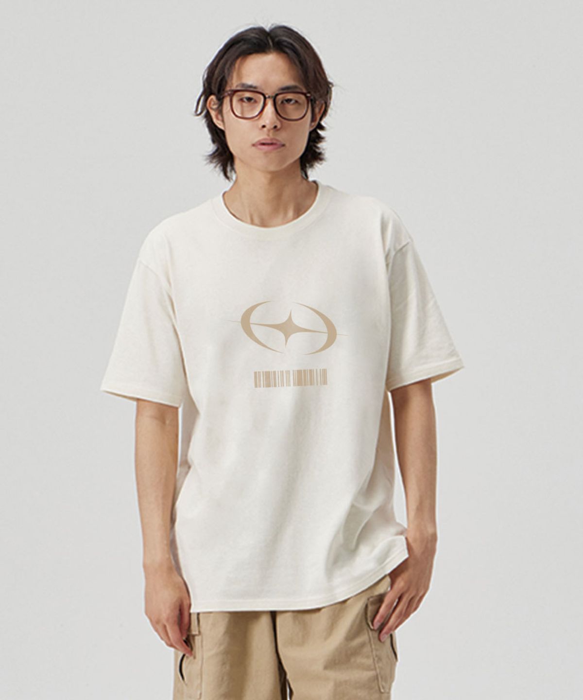 메이킷투(MAKEITTO) [FLASH BARCODE] CREW NECK TEE_CREAM
