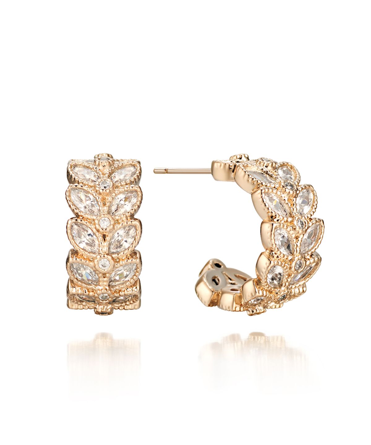 끄란느(CRANNE) 14K 월계수 큐빅 귀걸이 (gold pin) C24EGP186