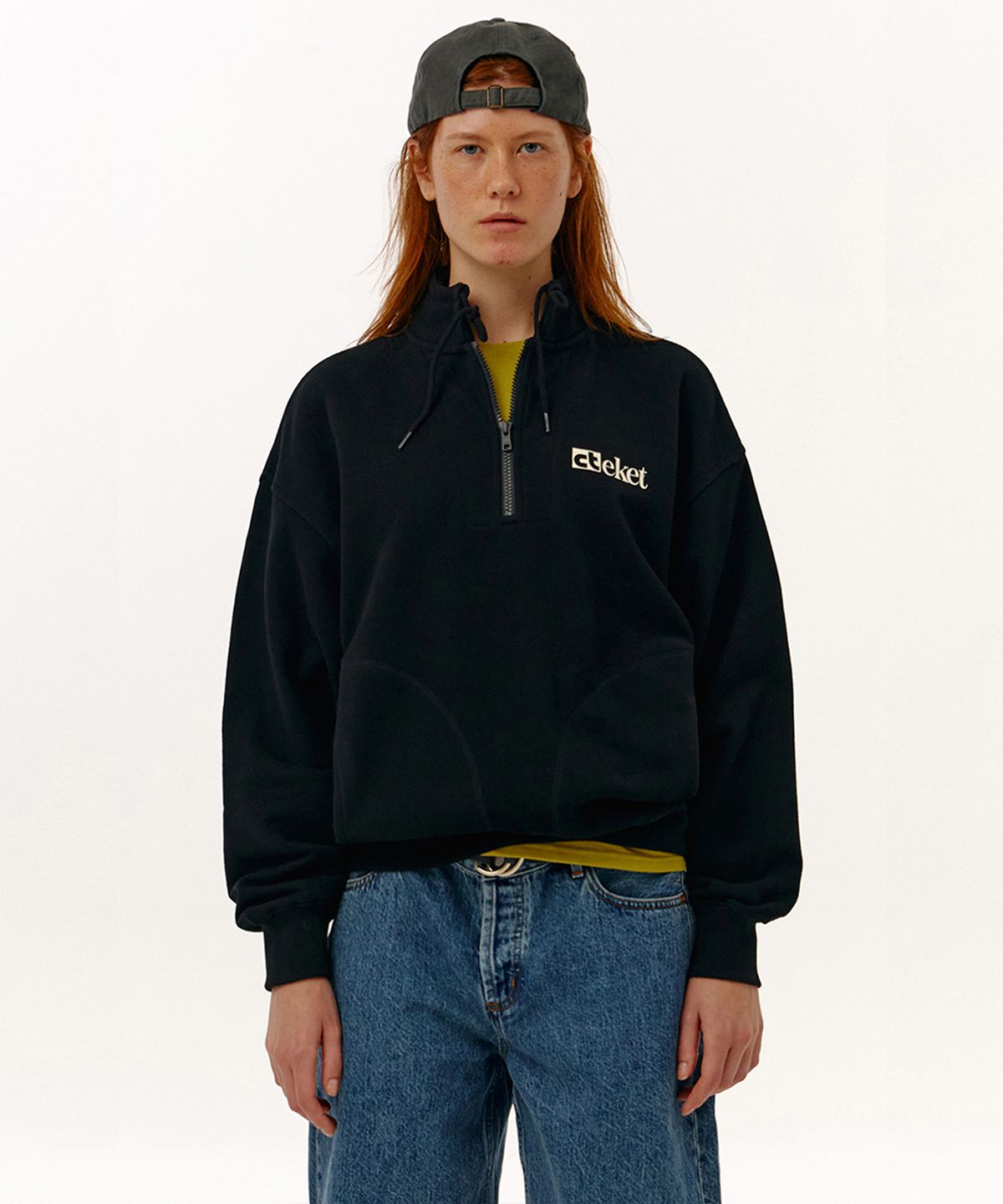 테켓(TEKET) Plan Half Zip-Up Sweatshirt Black
