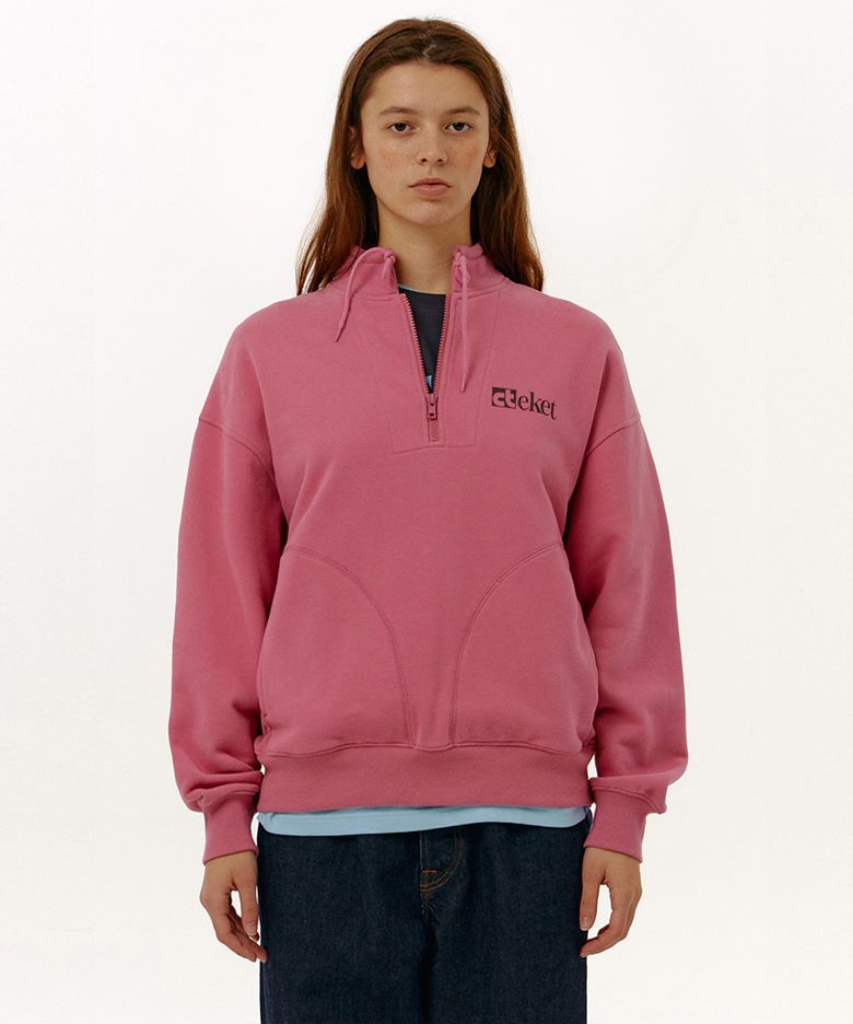 Plan Half Zip-Up Sweatshirt Pink