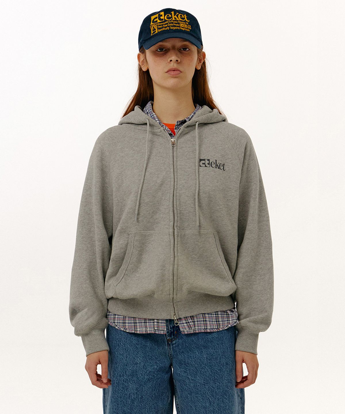 테켓(TEKET) Plan Zip-Up Hoodie Melange Gray