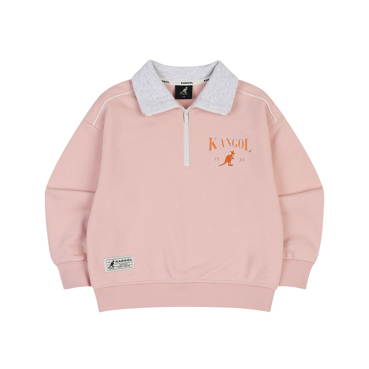 캉골키즈(KANGOL KIDS) 하프 짚업 카라 포인트 스웻셔츠 QC 0001 라이트 핑크