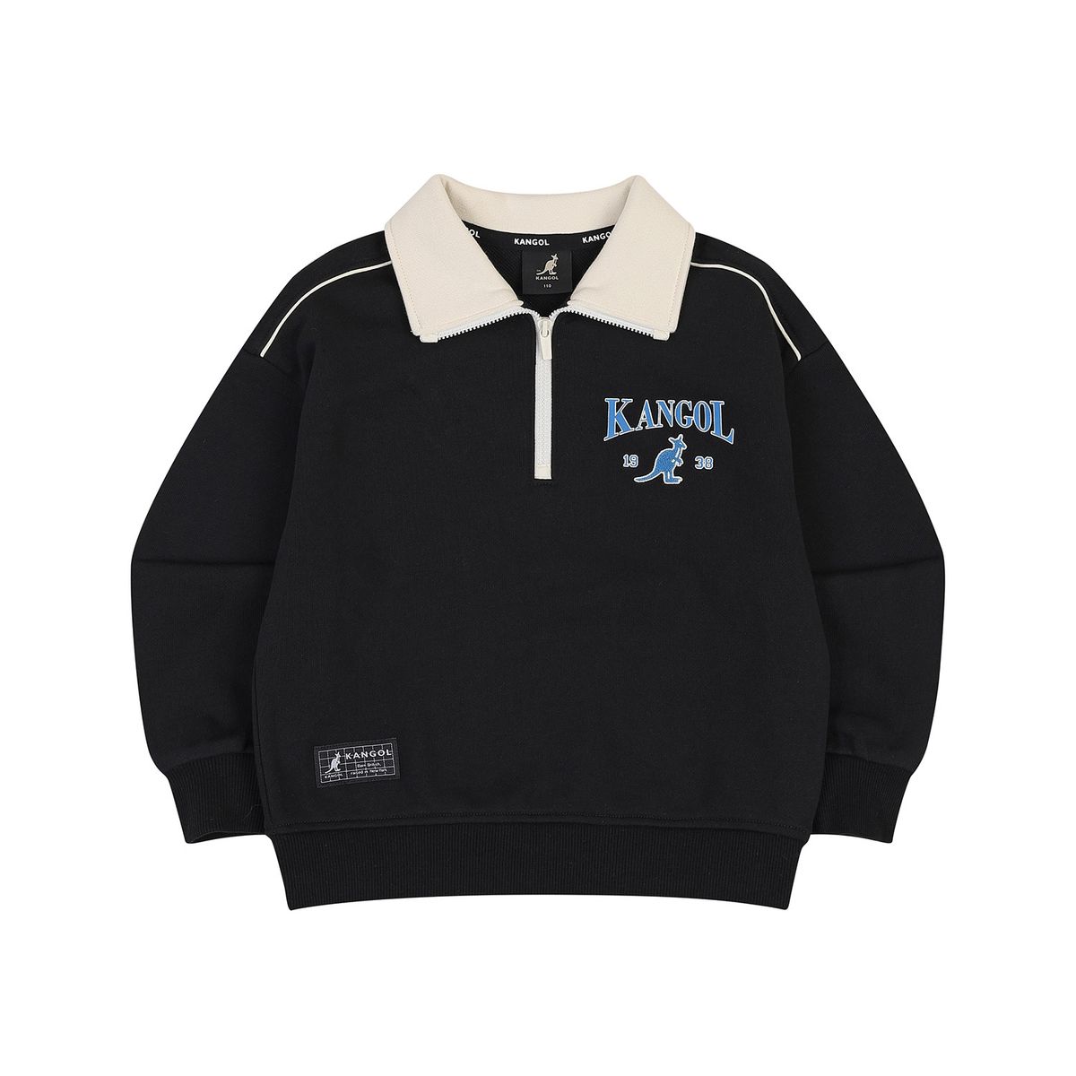 캉골키즈(KANGOL KIDS) 하프 짚업 카라 포인트 스웻셔츠 QC 0001 블랙