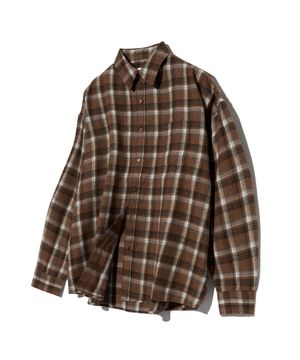 87-STAN092 빈티지 포레스트 오버핏 긴팔 타탄 체크 셔츠 브라운