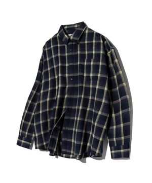 87-STAN092 빈티지 포레스트 오버핏 긴팔 타탄 체크 셔츠 네이비