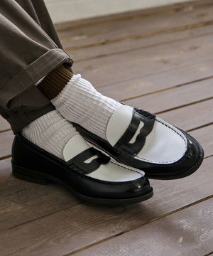 남성용 소가죽 페니로퍼_BK&WH / HS-906