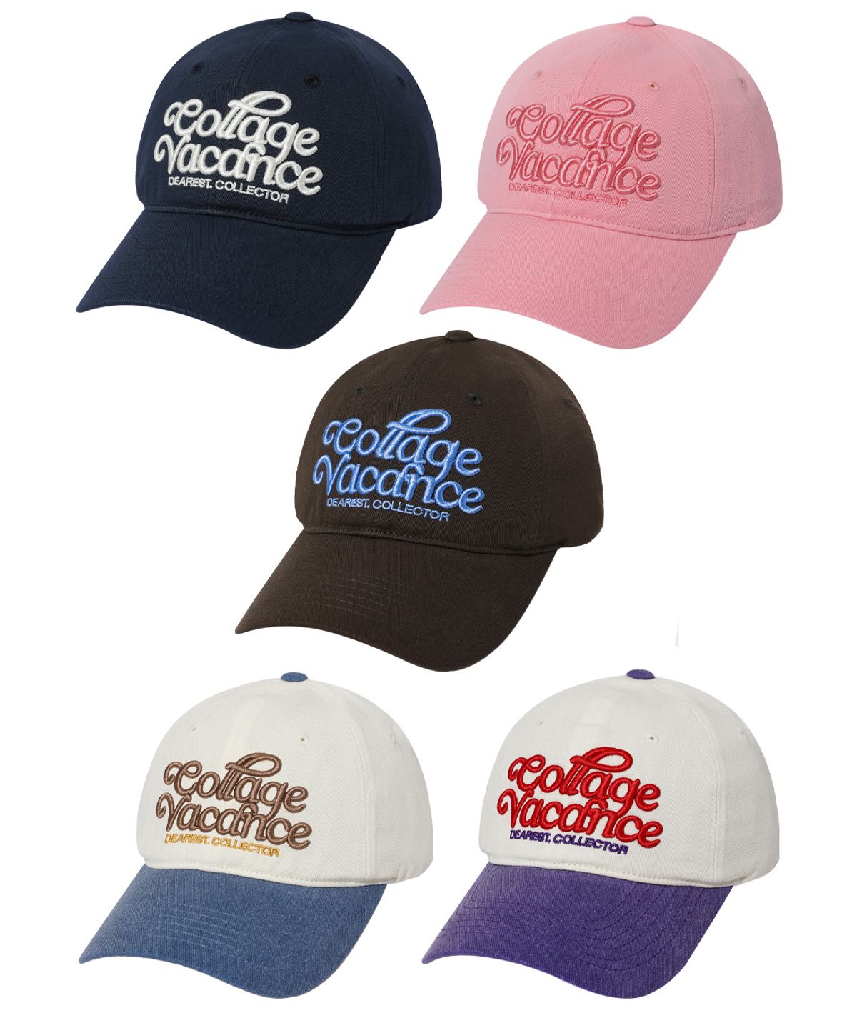 꼴라주바캉스(COLLAGEVACANCE) Collagevacance Vintage Lettering Ball Cap (볼캡 모자)-5colors