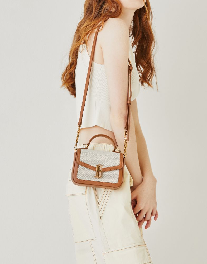 【J.ESTINA】韓国人気JOELLE FALLIN CANVAS SM SATCHEL BAG J.ESTINA JOELLE FALLIN SM Cross Bag Black Shoulder Leather