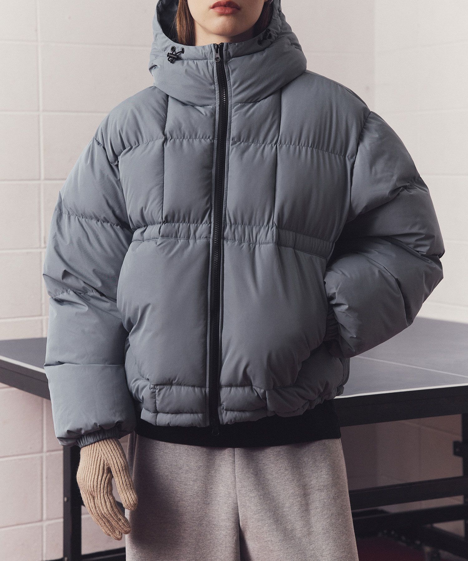 MUSINSA公式 | URBANDTYPE Heavy Wellon Color Block Hood Short