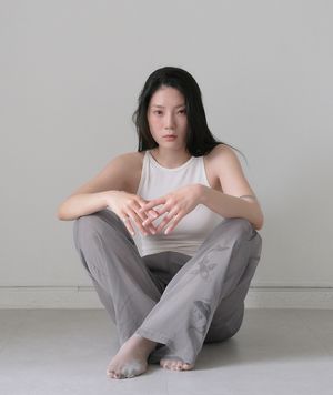 Gray see through pants