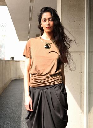 shirring brown top