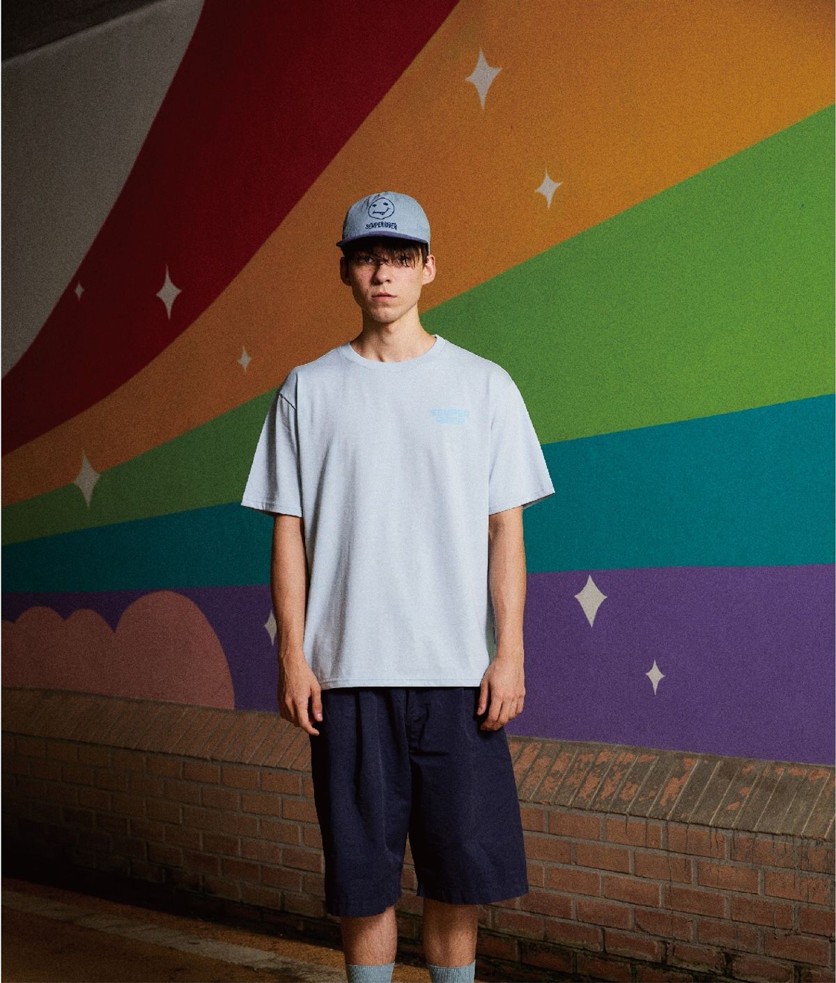 셈퍼리버(SEMPERRIBER) Basic Logo T-shirts Sky blue