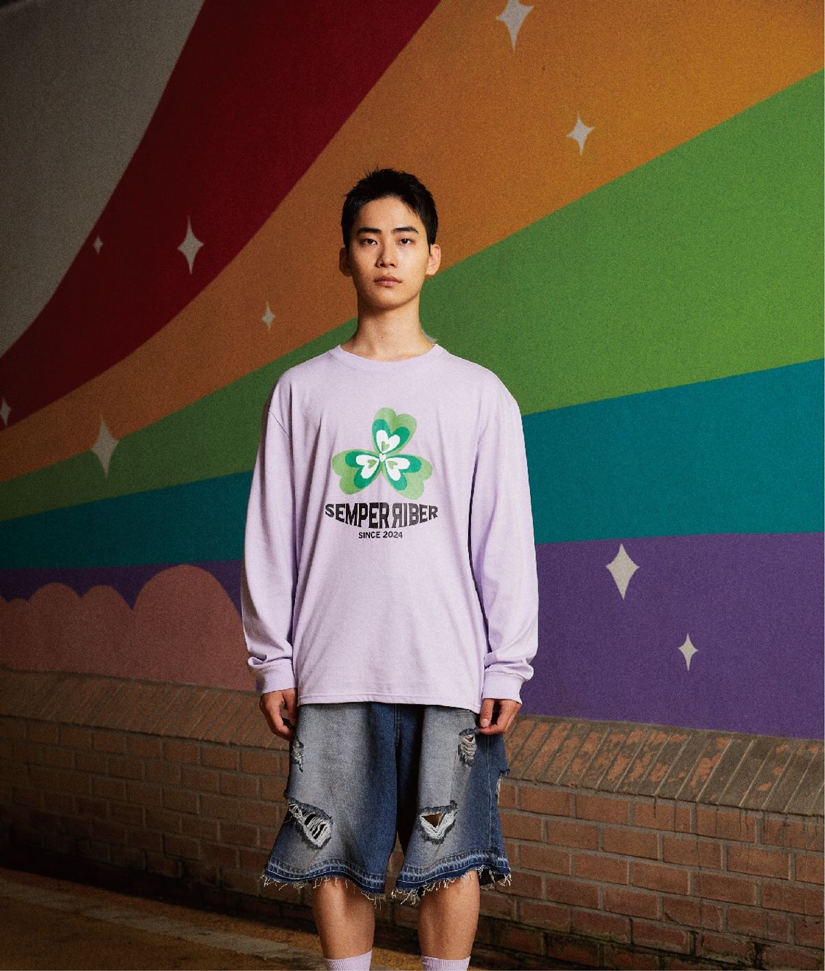 셈퍼리버(SEMPERRIBER) Lucky Clover Long Sleeve Lavender
