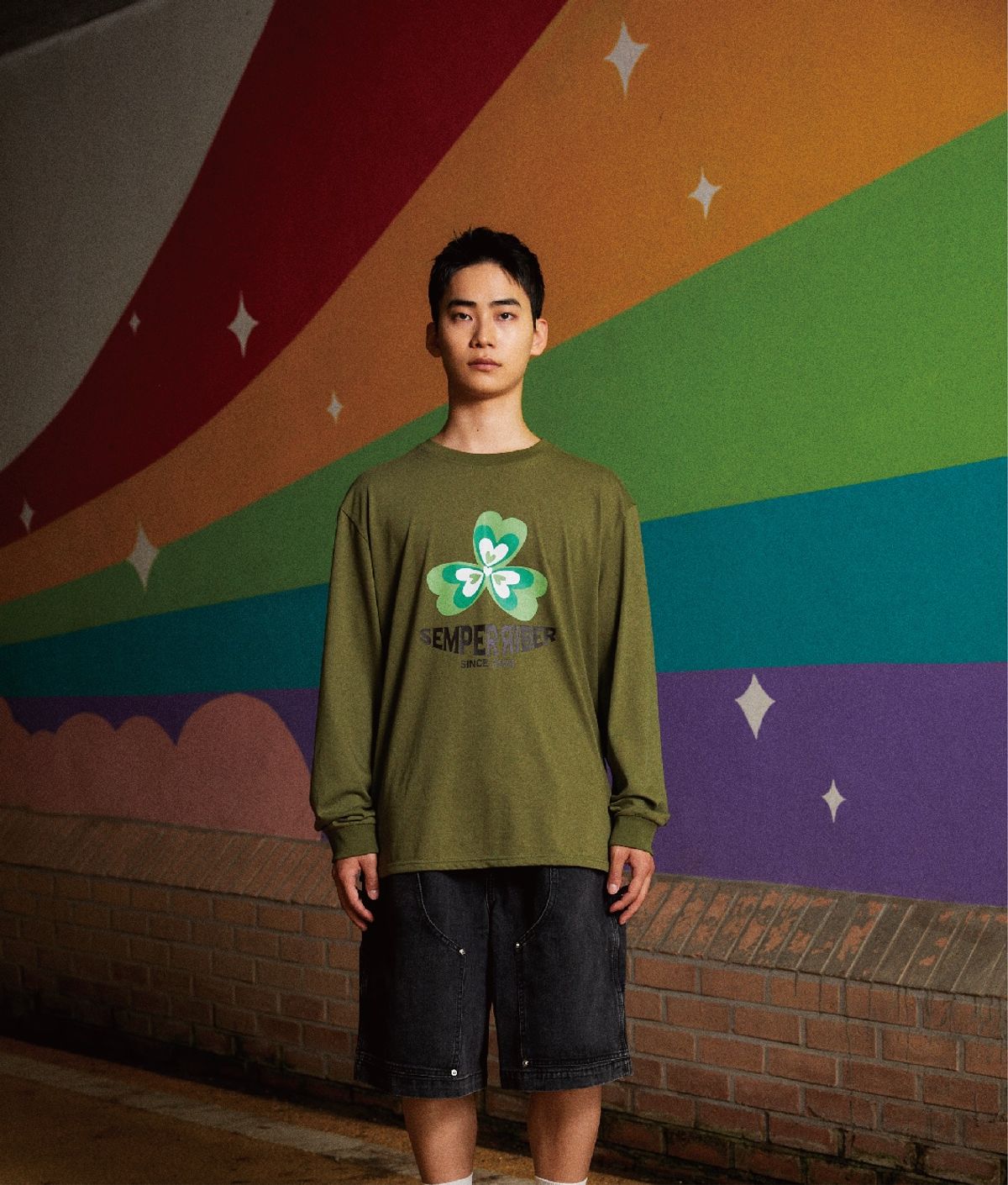 셈퍼리버(SEMPERRIBER) Lucky Clover Long Sleeve khaki