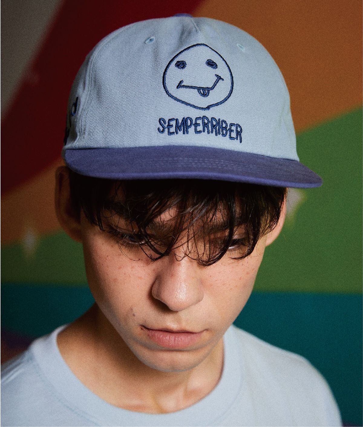 셈퍼리버(SEMPERRIBER) Smile Stupid 6-Panel Cap Blue/Sky