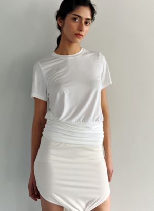 shirring white top