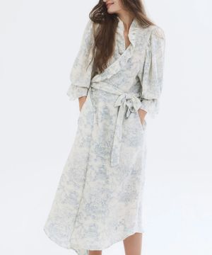 모슬린 거즈 면 100% 로브 베이비 블루