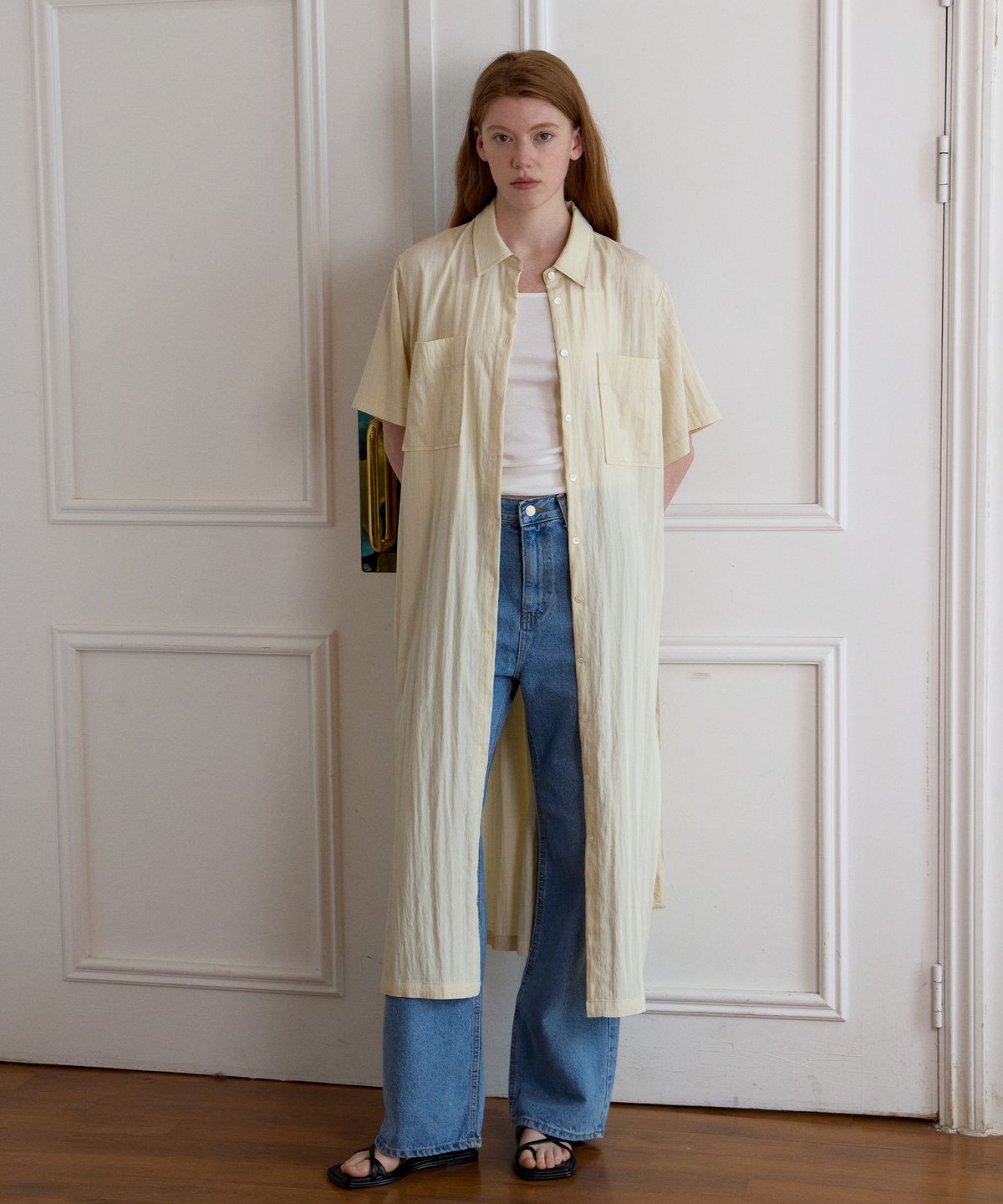 네벨에브리웨어(NEBELEVERYWEAR) Classic poket shirt dress_Ivory