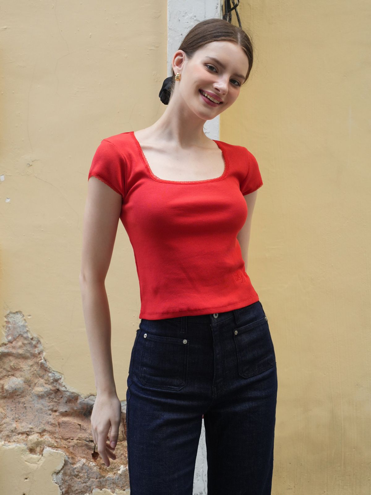 랭앤루(LANGNLU) MAGNOLIA Lace Top(매그놀리아)_RED