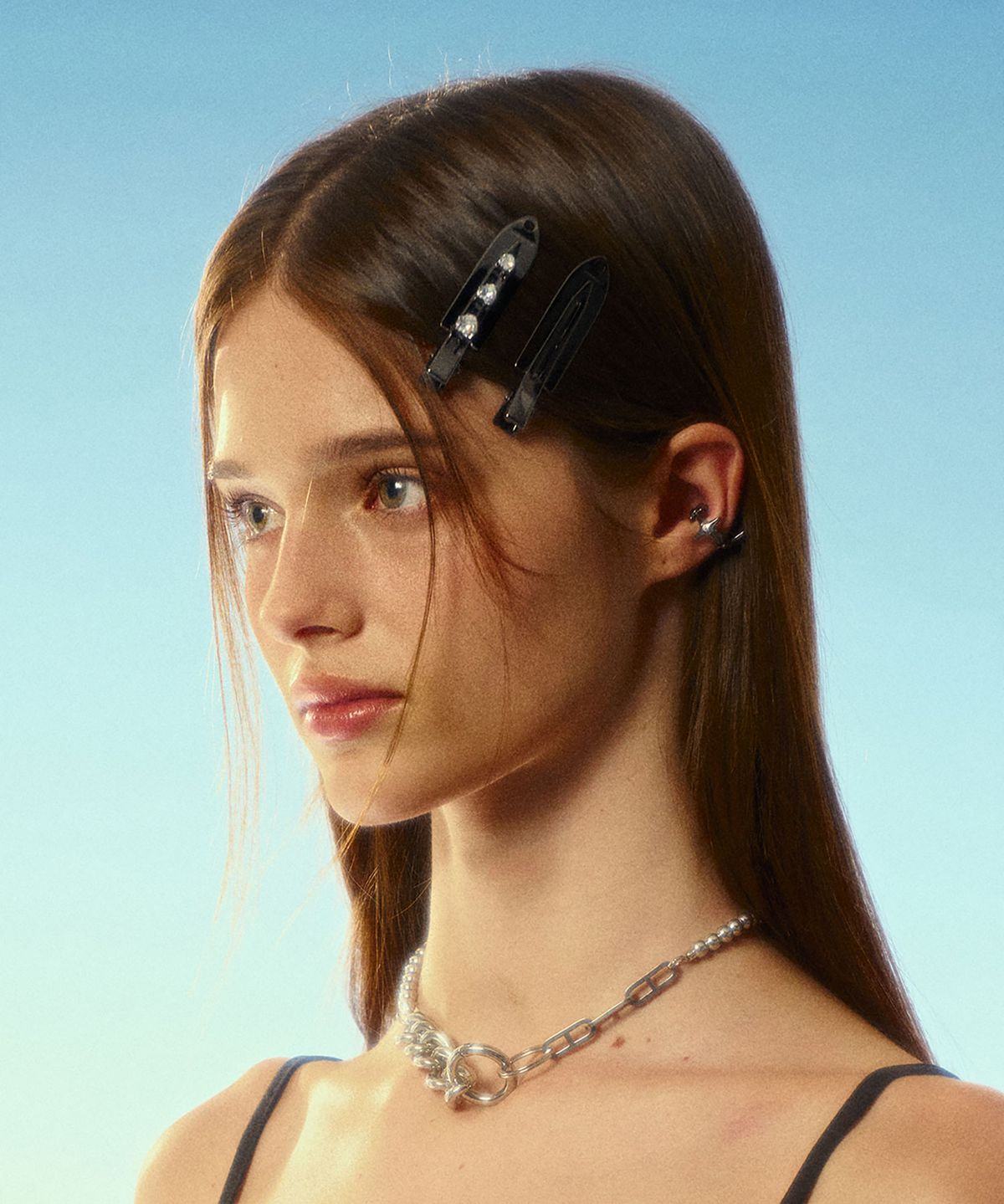 센티멍(SENTIMENTS) NO.544 [BLACK] SURFBOARD CRYSTAL HEART HAIR PIN
