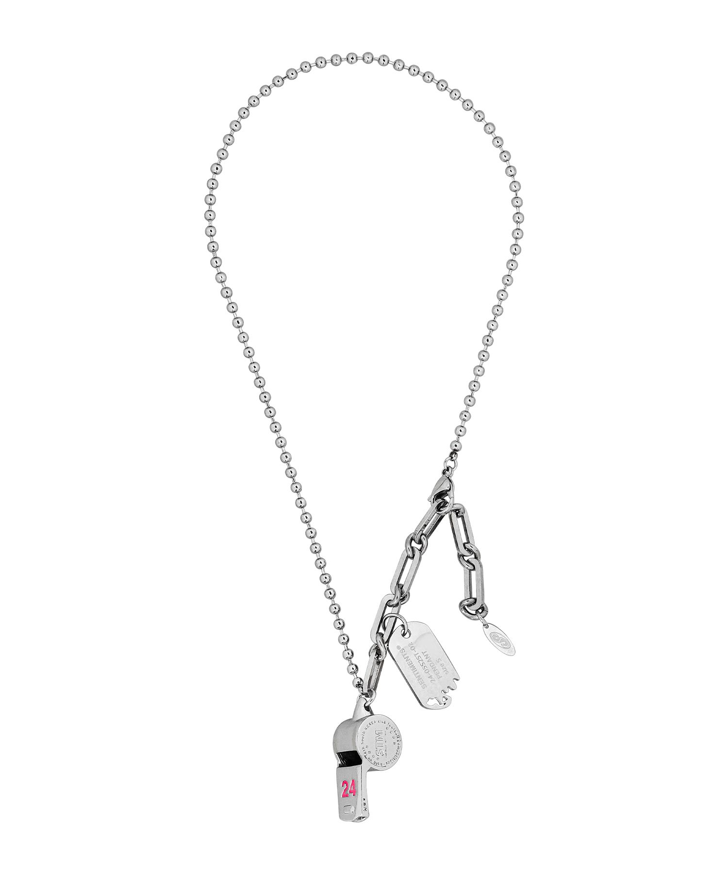 【SENTIMENTS】NO.553 24 COLOR WHISTLE NECKLACE▲aespa着用 MUSINSA | SENTIMENTS NO.553 [SILVER PINK] 24 COLOR WHISTLE