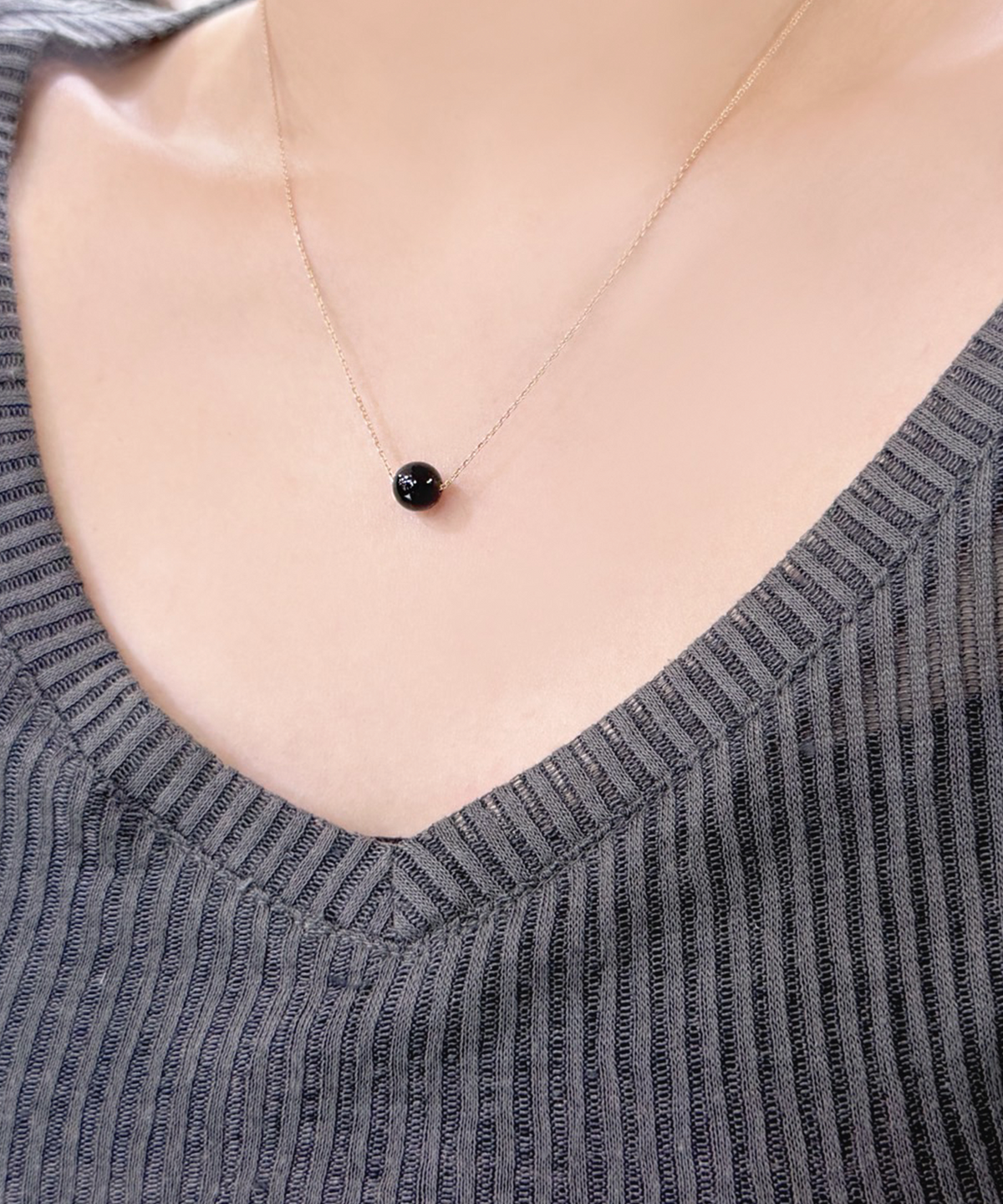 제이라헬(J-RAHEL) [14K/18K 골드] 천연 오닉스 슬라이딩볼  목걸이  8mm