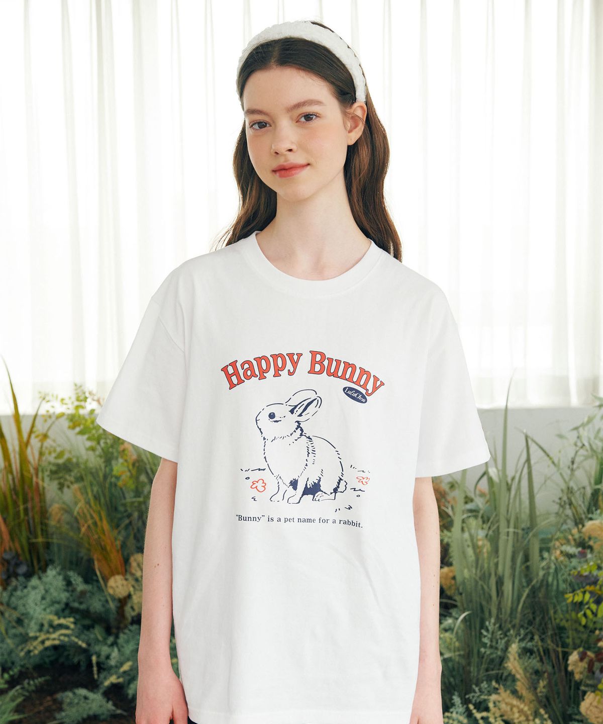 루루슈(LULUCHOU) Happy Bunny T-shirt - WHITE