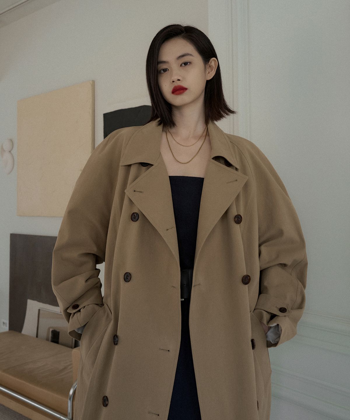 오버듀플레어(OVERDUEFLAIR) COTTON OVERSIZED TRENCH COAT
